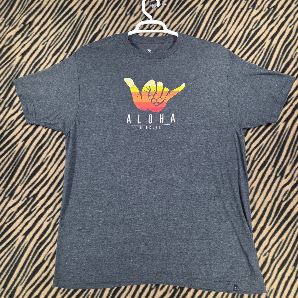 Rip Curl Aloha Shaka Graphic Tee Mens XL Charcoal Grey Heather Surf T-Shirt
